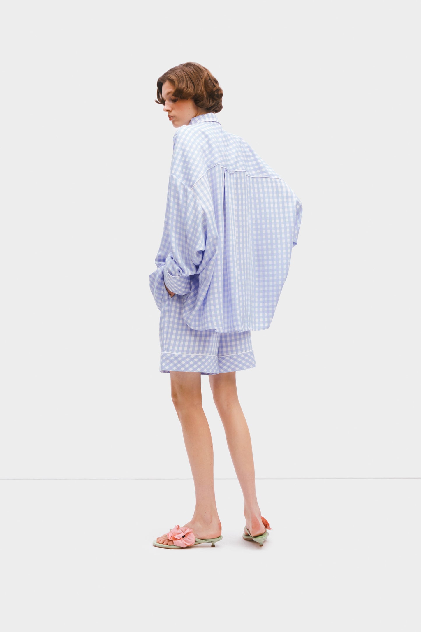 Pastelle Oversized Shorts in Blue Vichy
