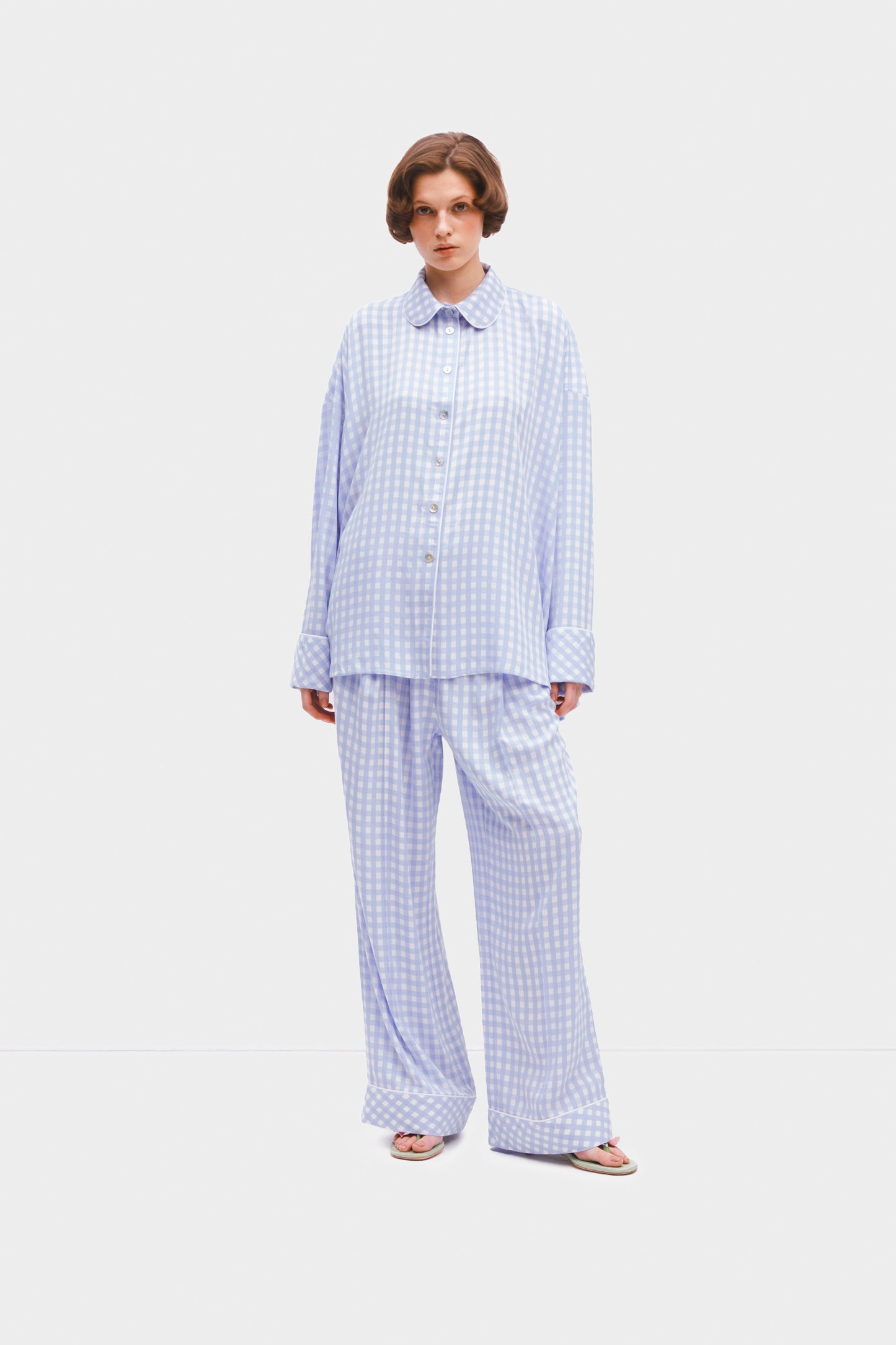 Pastelle Oversized Pants in Blue Vichy