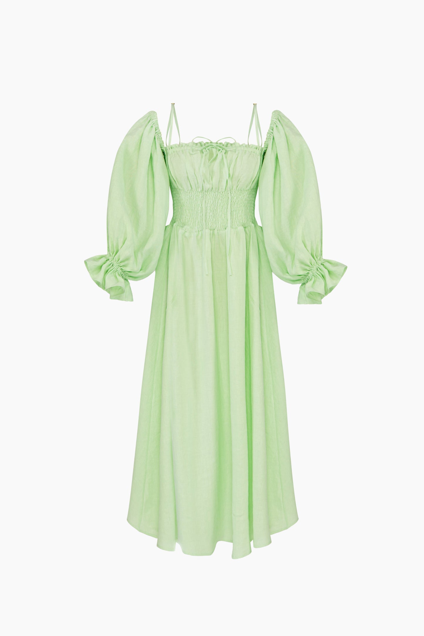 Cancan Linen Maxi Dress in Green
