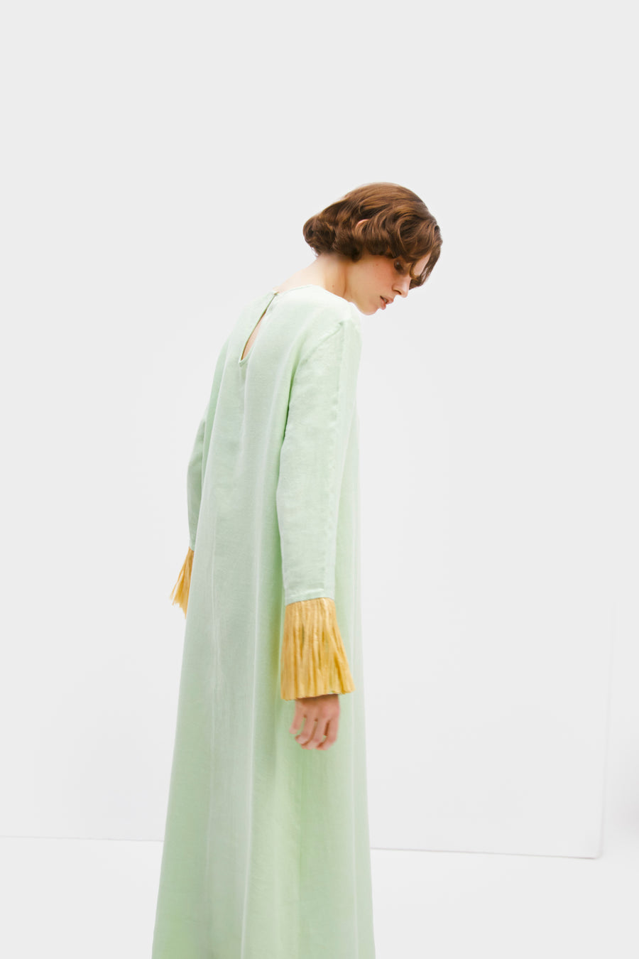 Crusoe Raffia Linen Maxi Dress in Green