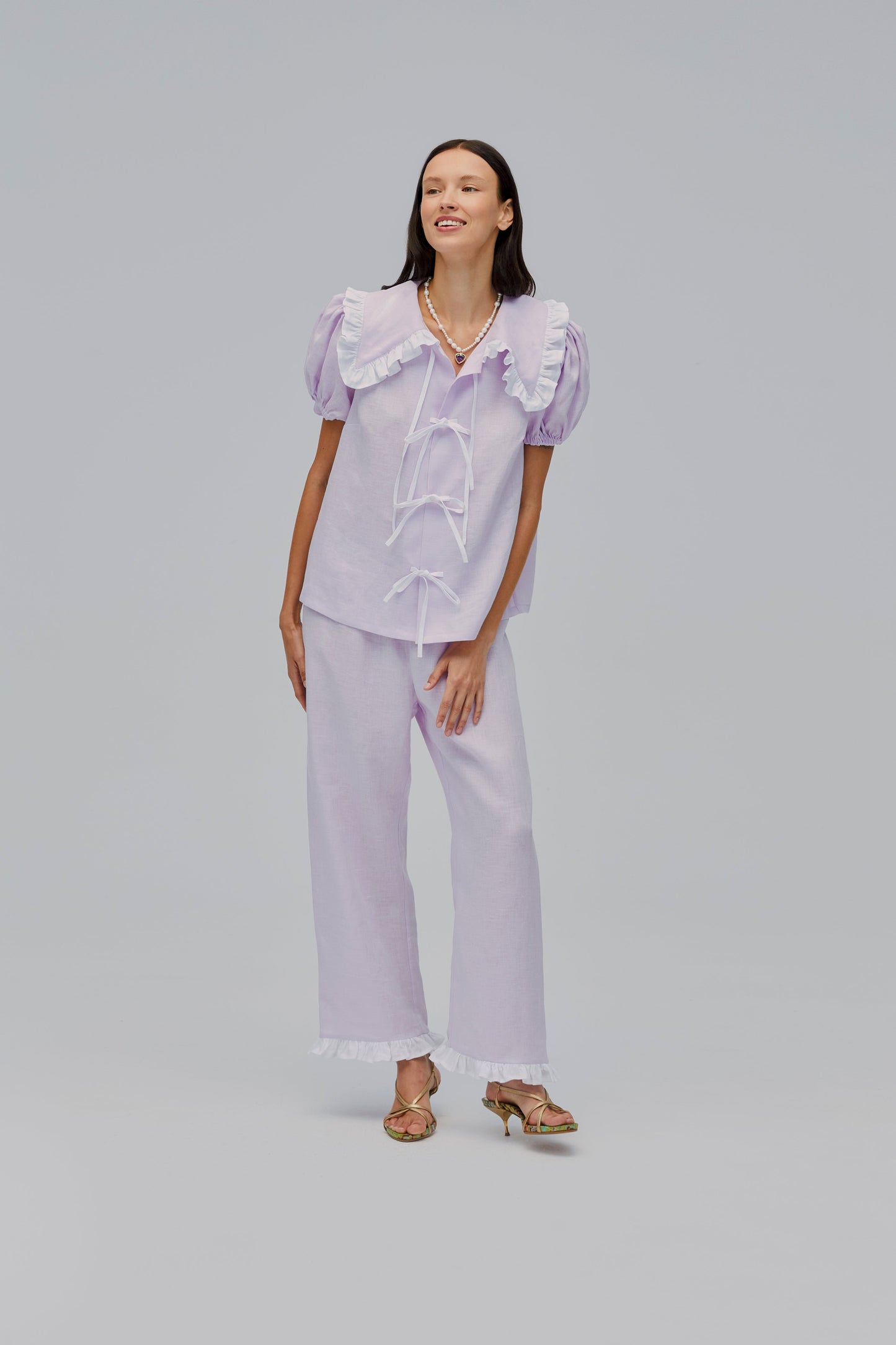 Puff Linen Lounge Shirt in Lavender