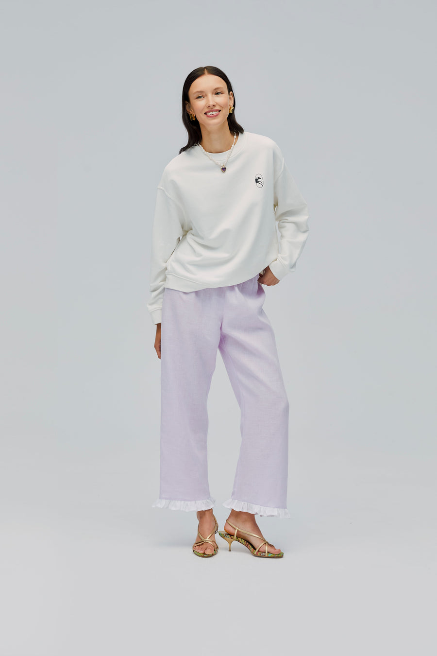 Puff Linen Lounge Pants in Lavender