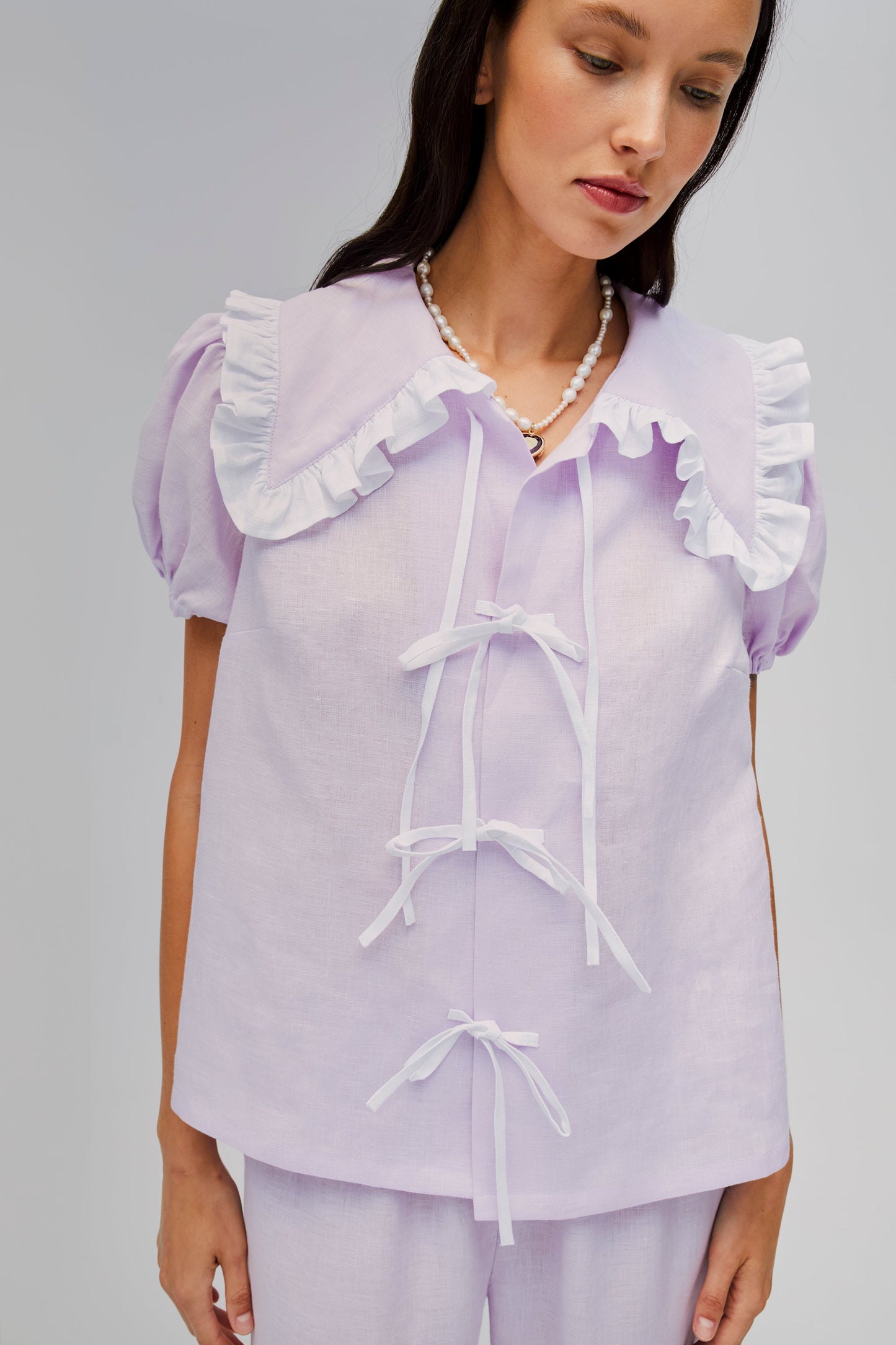 Puff Linen Lounge Shirt in Lavender