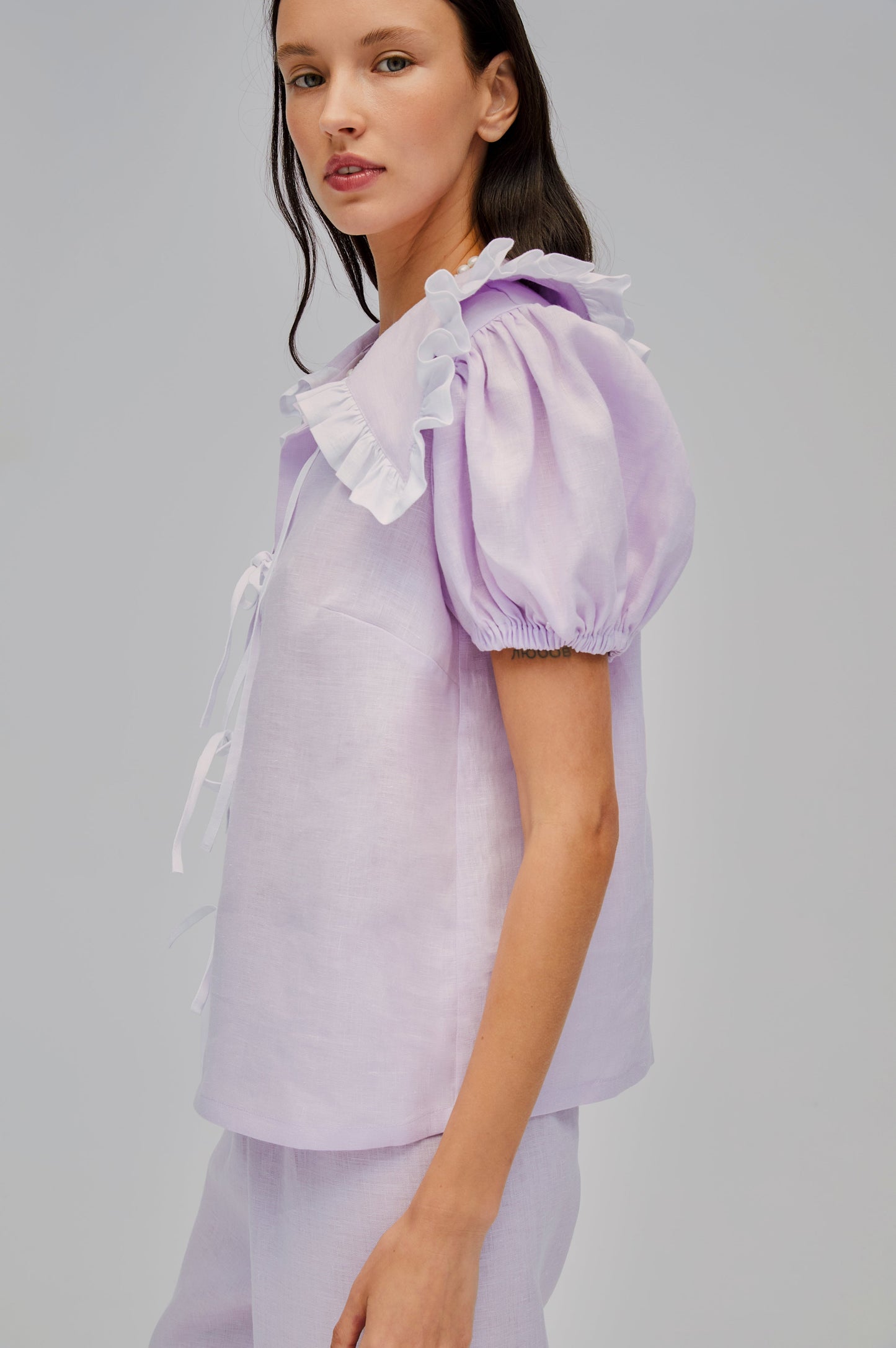 Puff Linen Lounge Shirt in Lavender