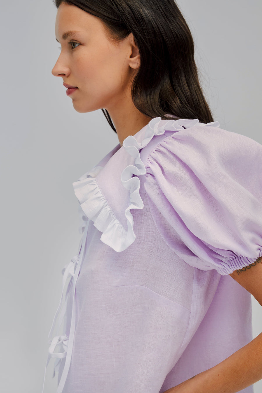 Puff Linen Lounge Shirt in Lavender