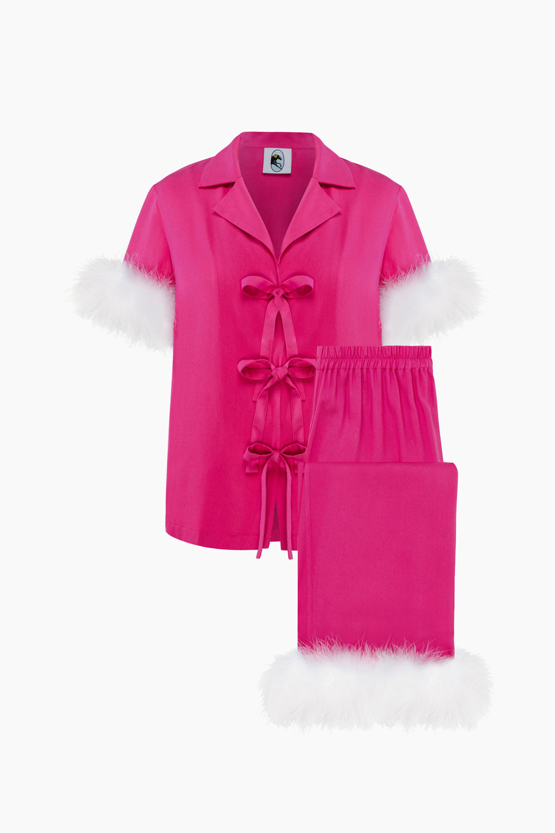 Ponyo Pajama Set with Detachable Feathers in Hot Pink