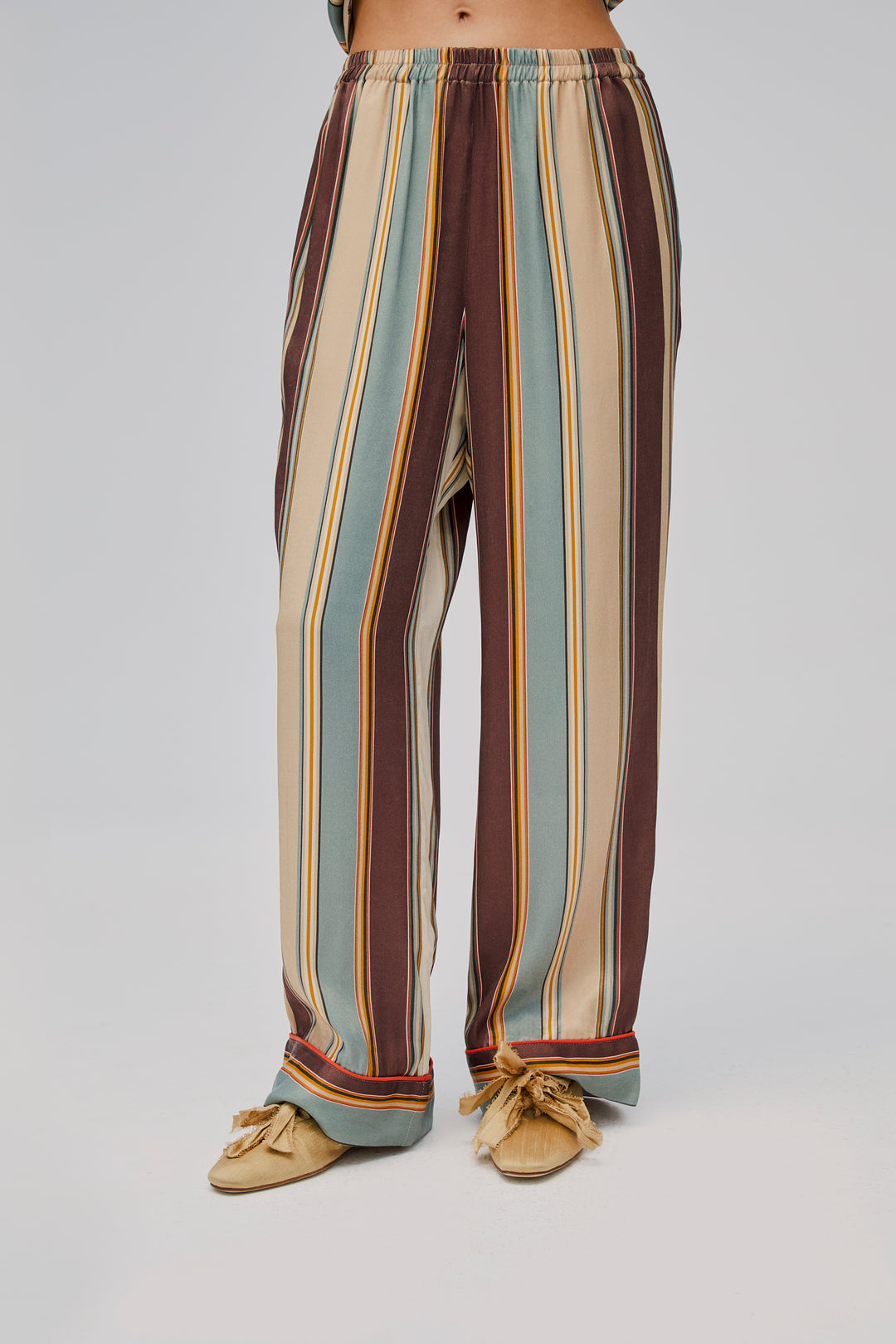 Pastelle Oversized Pants in Sage Stripes