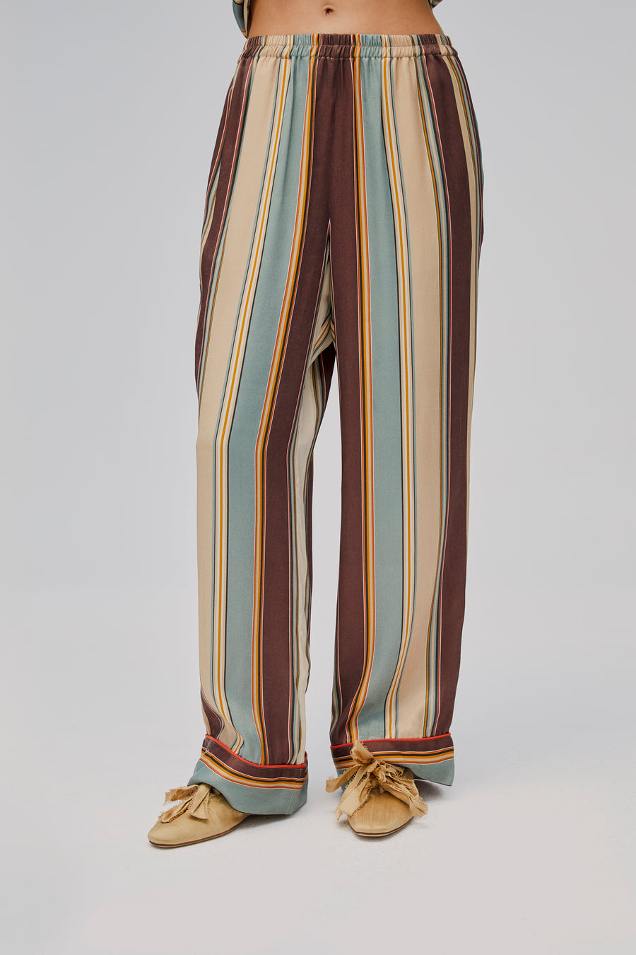 Pastelle Oversized Pants in Sage Stripes