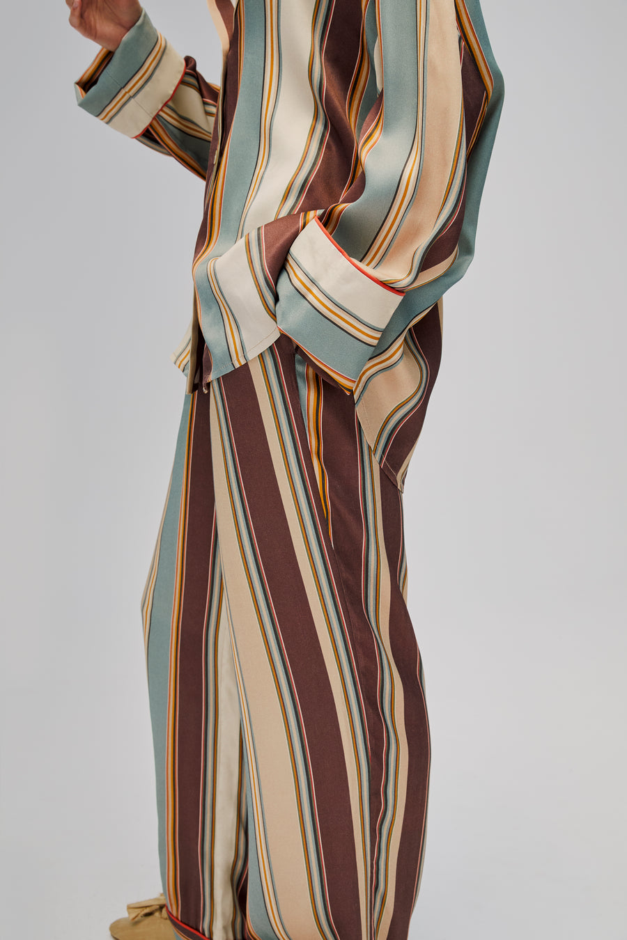 Pastelle Oversized Pants in Sage Stripes