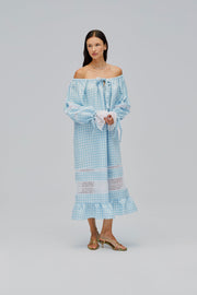 Romantica Lounge Dress in Blue Vichy
