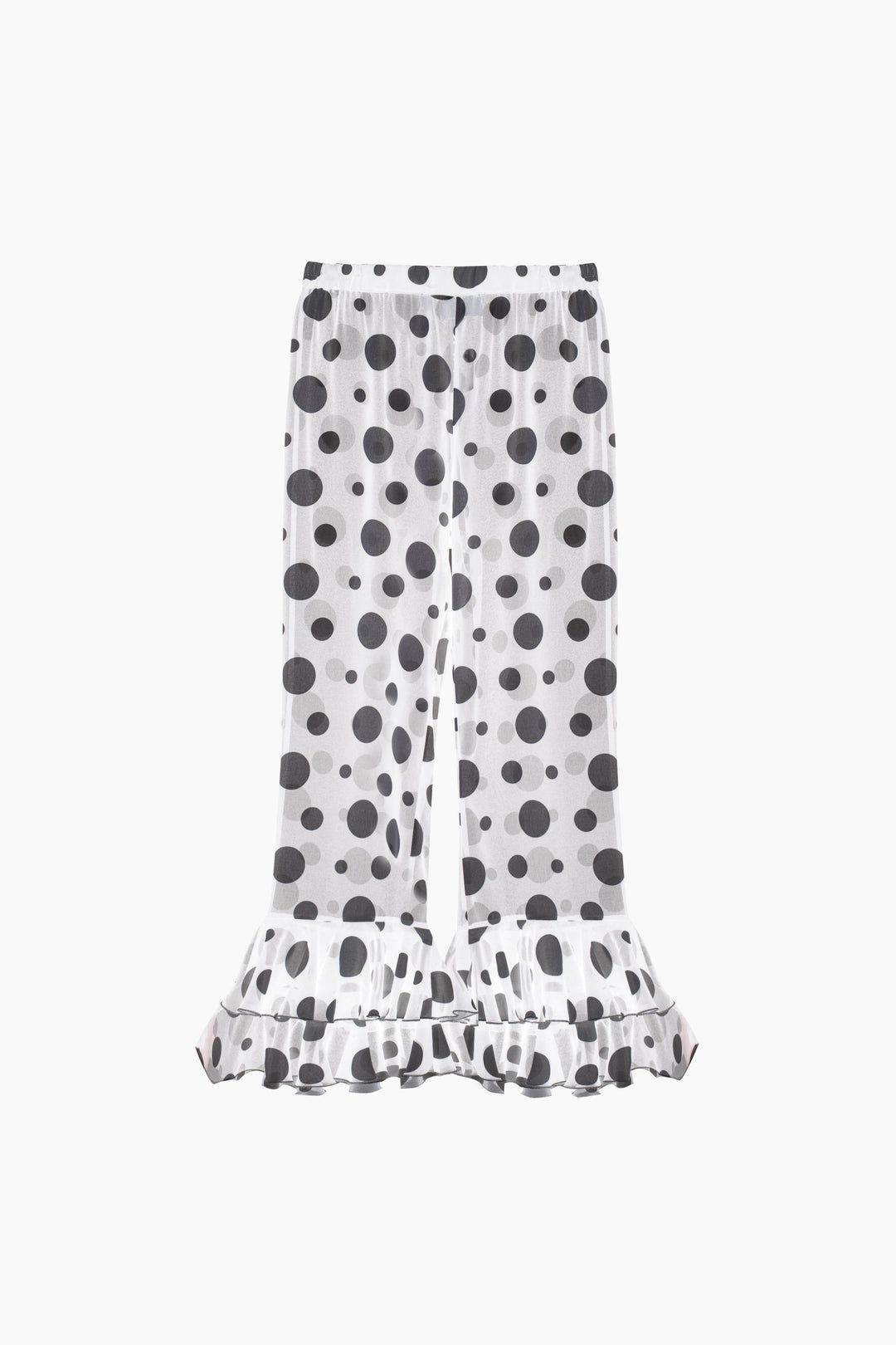 Samba Ruffled Chiffon Polka-dot Pants in White