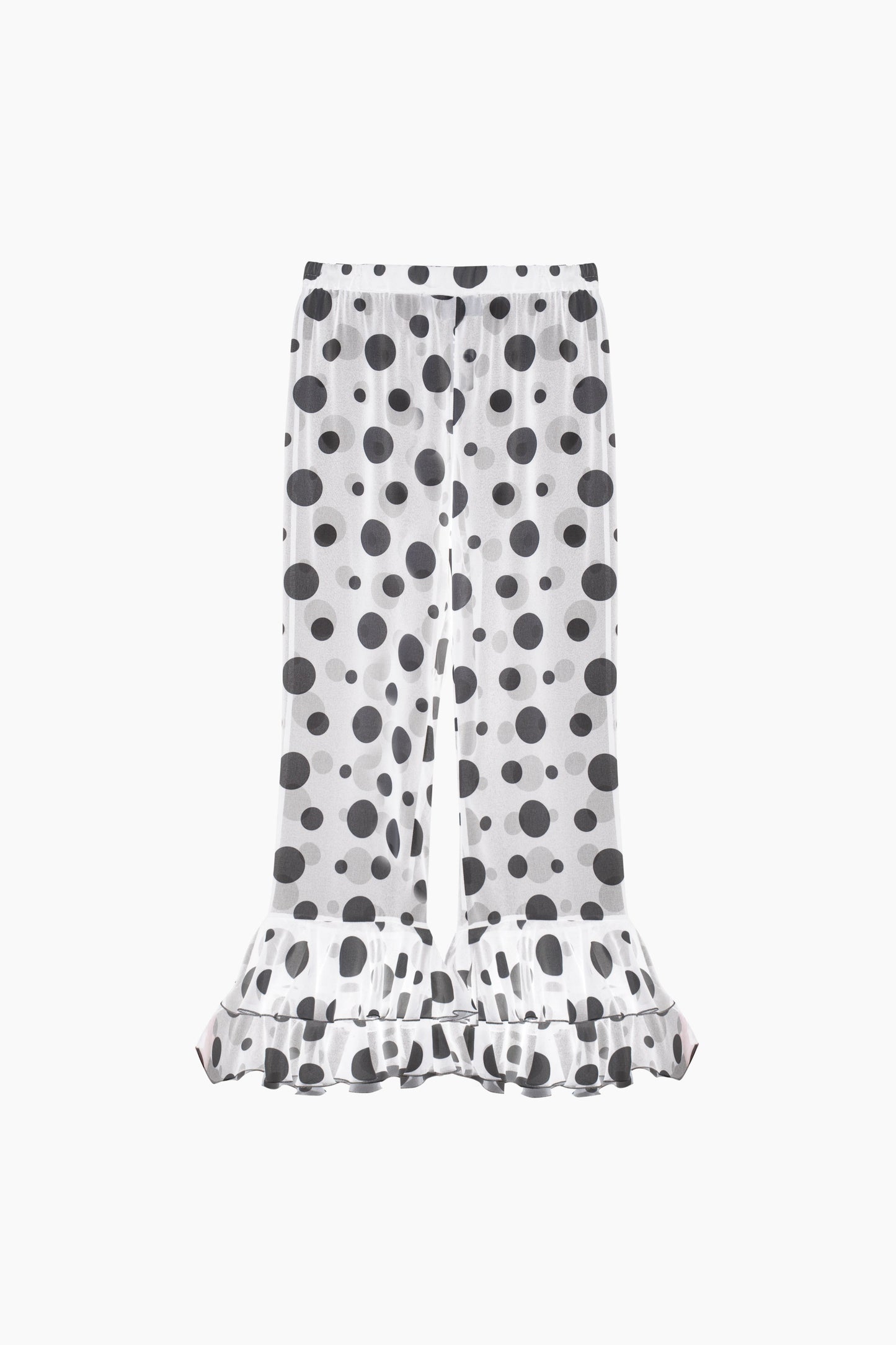 Samba Ruffled Chiffon Polka-dot Pants in White