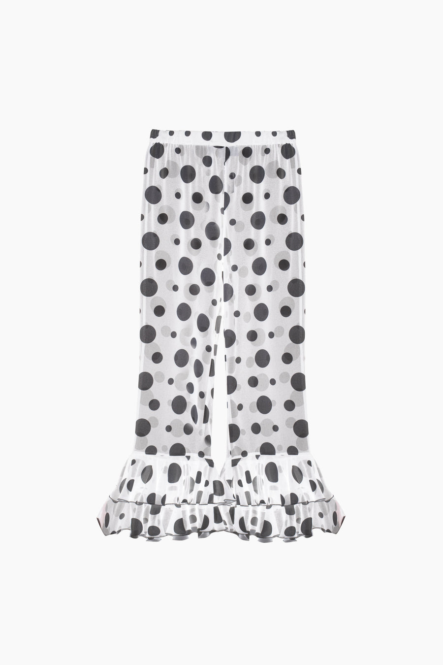 Samba Ruffled Chiffon Polka-dot Pants in White