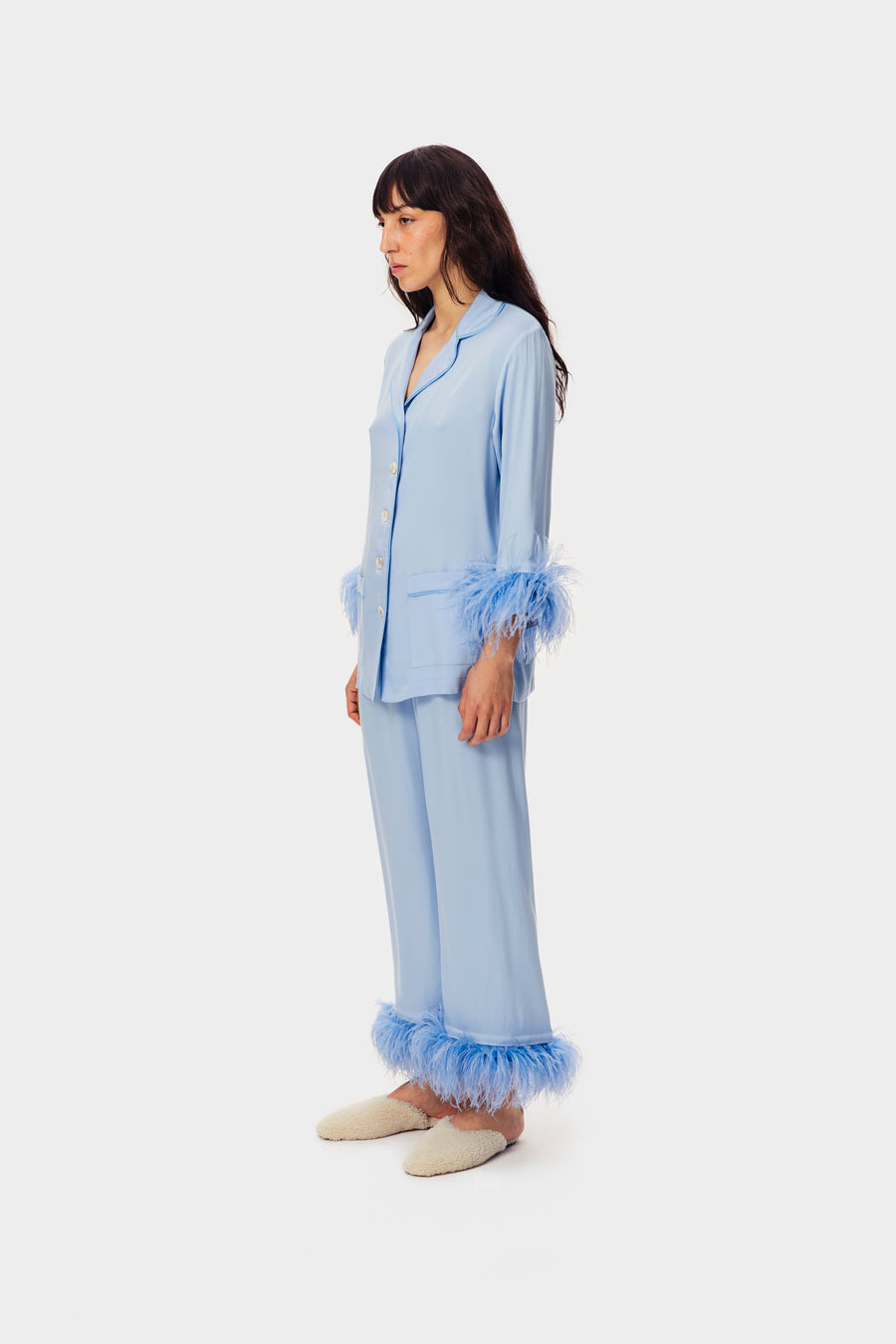 Party Pajamas Set with Detachable Feathers in Blue