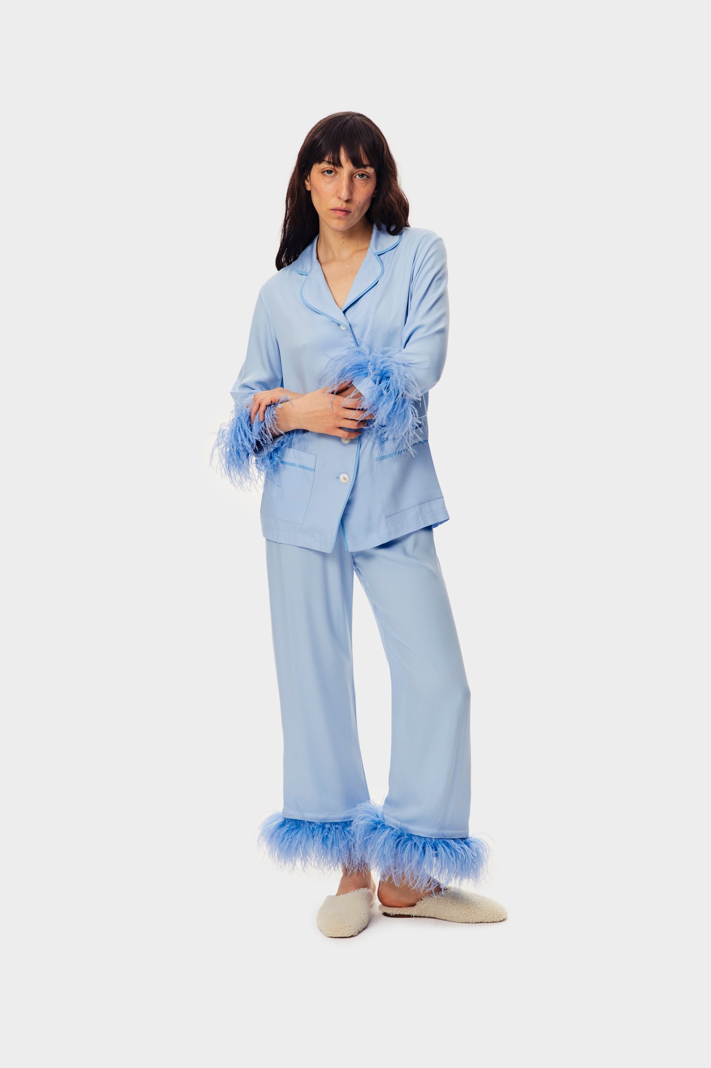 Party Pajamas Set with Detachable Feathers in Blue