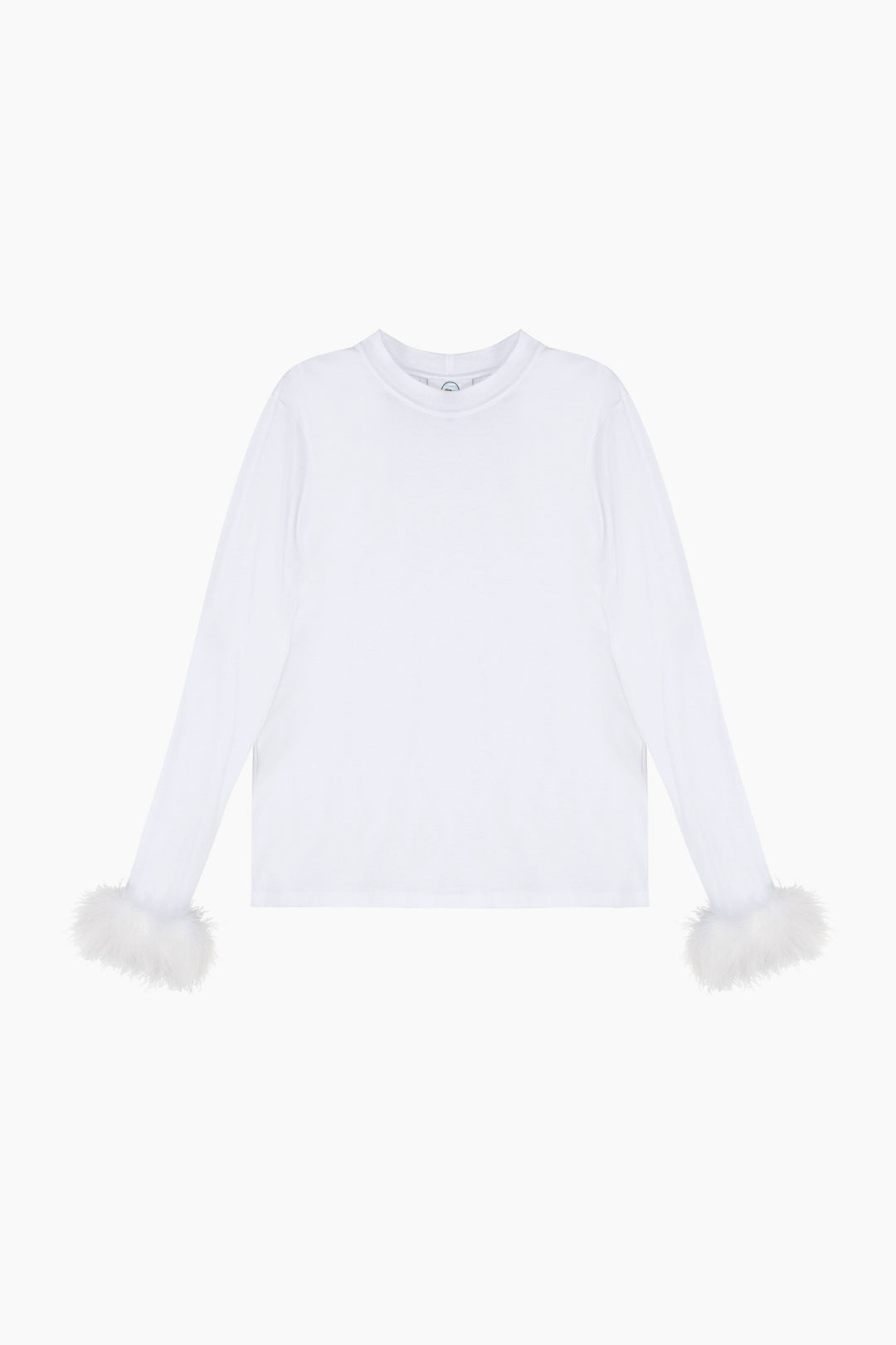 Long Sleeve Stretch-cotton Jersey T-Shirt with Detachable Feathers in White