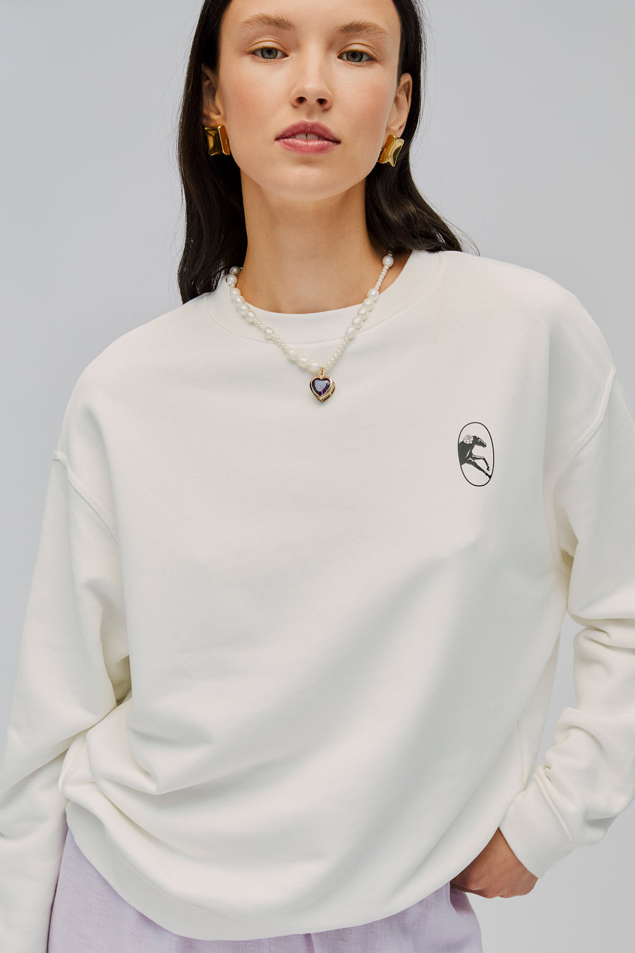 Relaxed Stretch-cotton Jersey Sweatshirt in Off-White