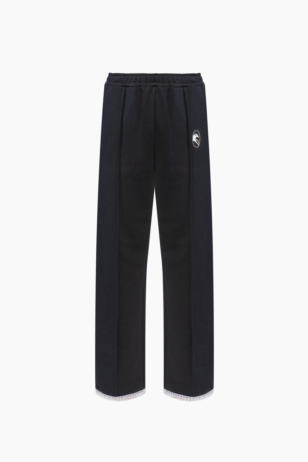 Relaxed Stretch-cotton Jersey Pants with Lace in Black