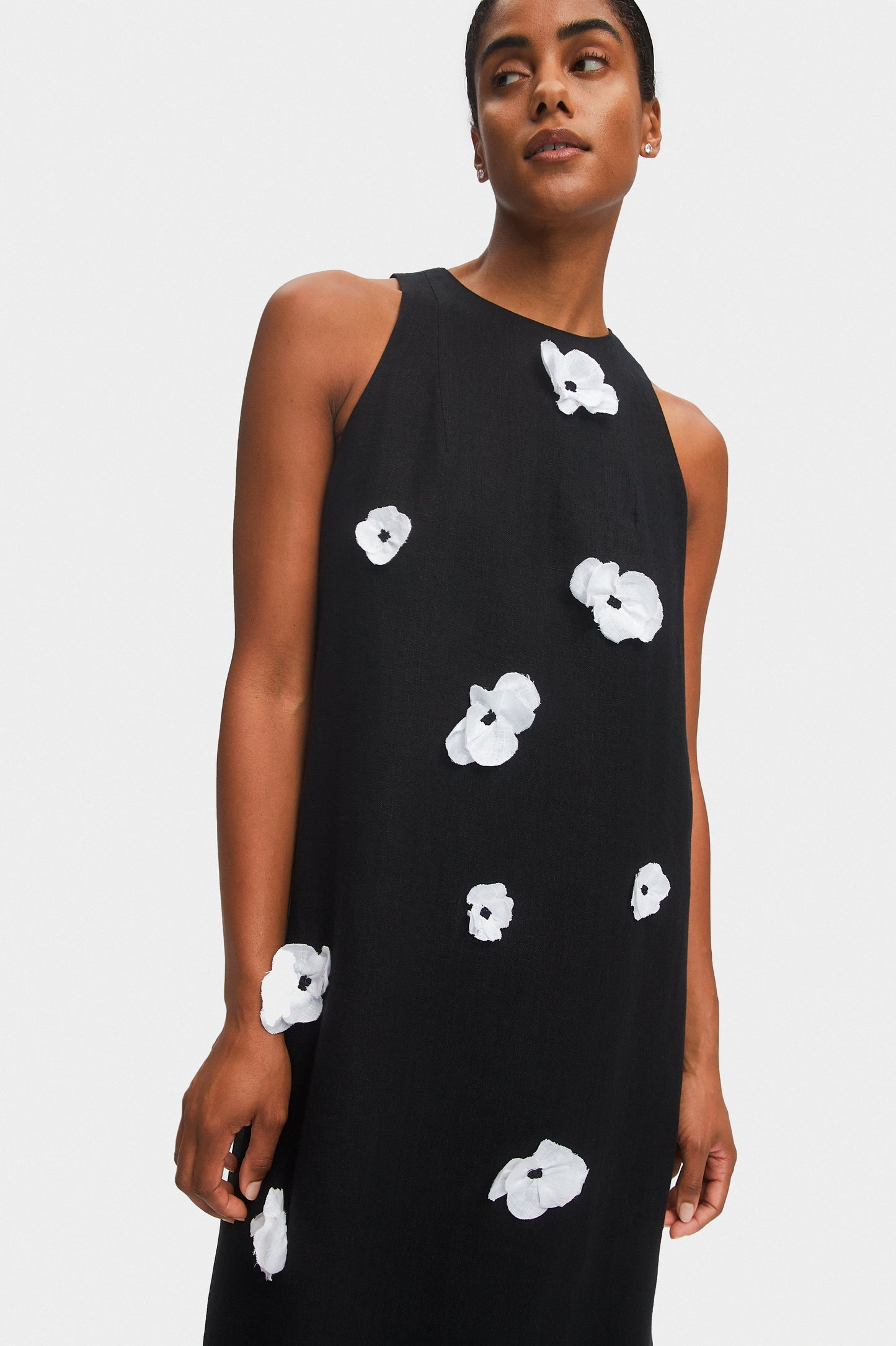 The Bloom Maxi Linen Dress in Black