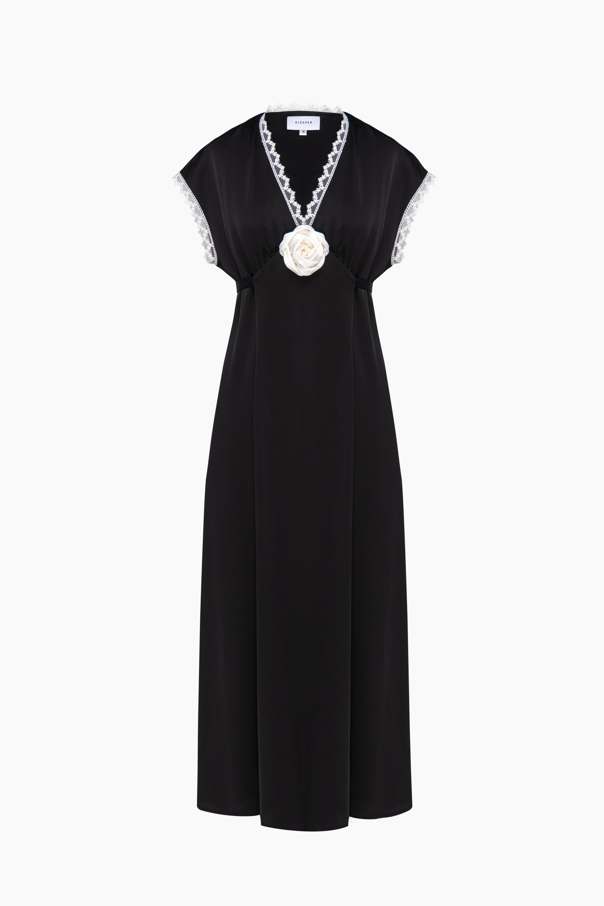The Genus Rosa Satin Dress in Black