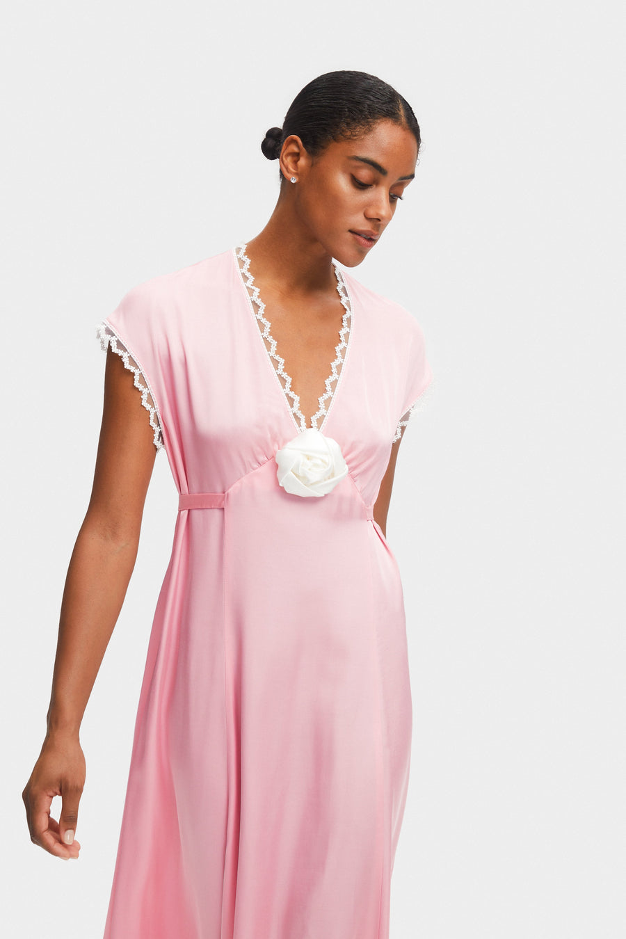 The Genus Rosa Satin Dress in Pink