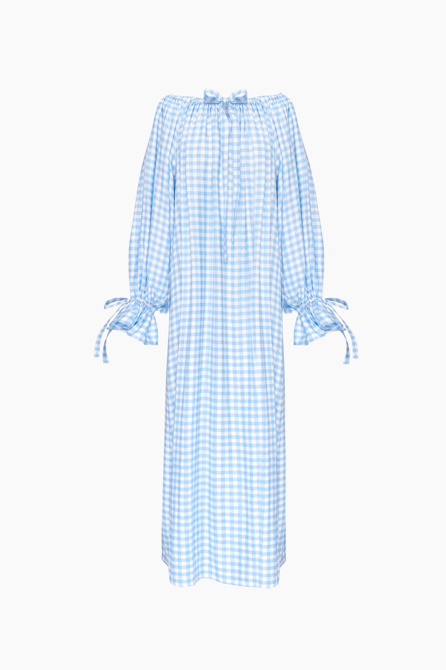 Cha-Cha Linen Maxi Dress in Blue Vichy