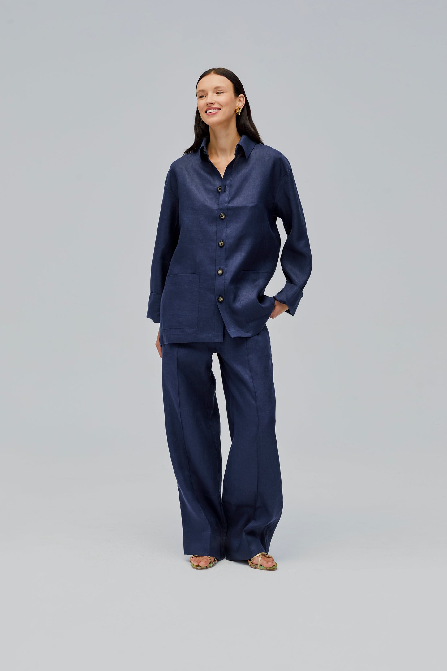 Unisex Linen Pants in Navy