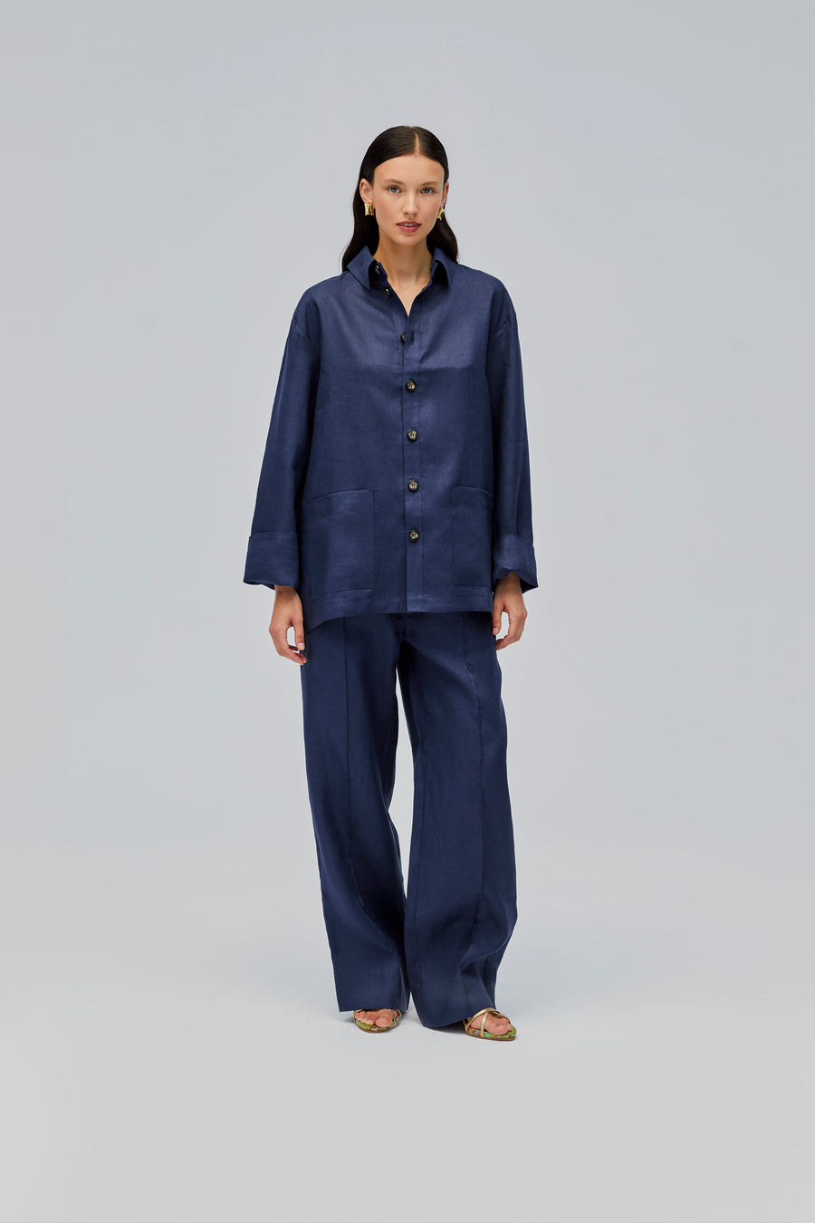 Unisex Linen Pants in Navy