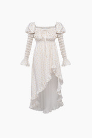 Juliette Shirred Asymmetric Dress in Mimosa Print