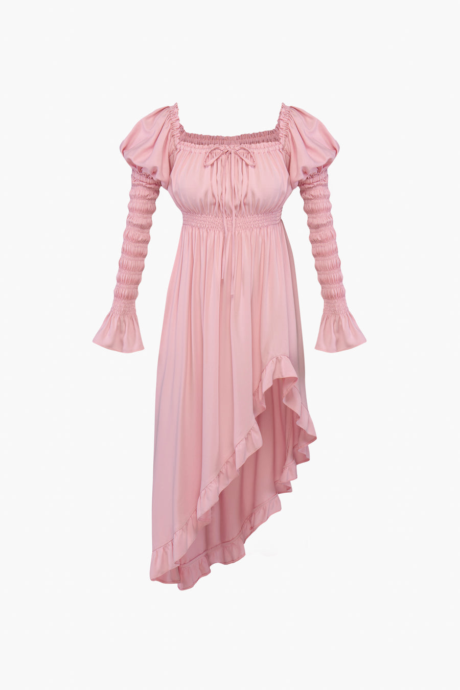 Wild Angel Shirred Asymmetric Dress in Pink