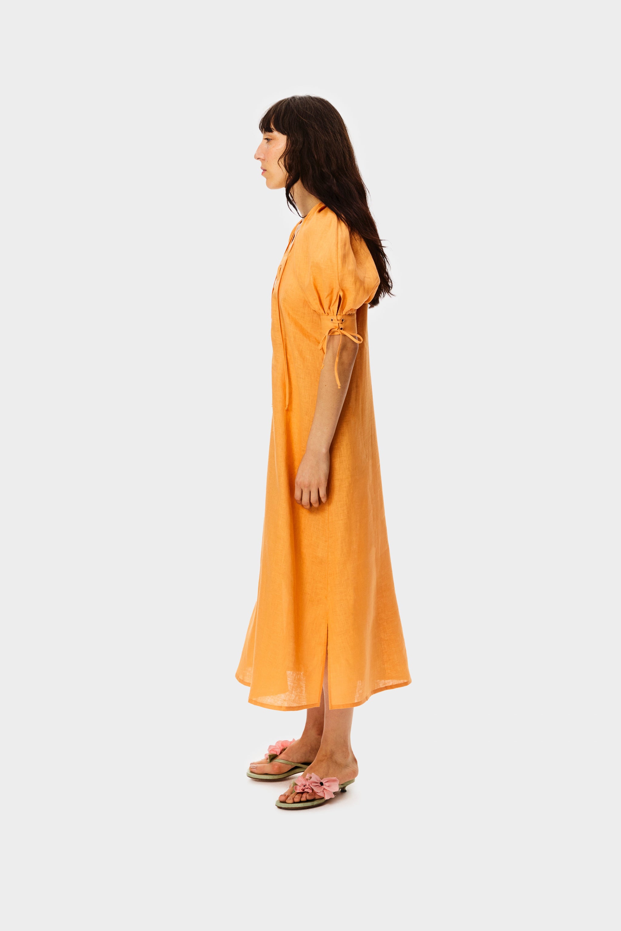 Garden Linen Dress in Coral