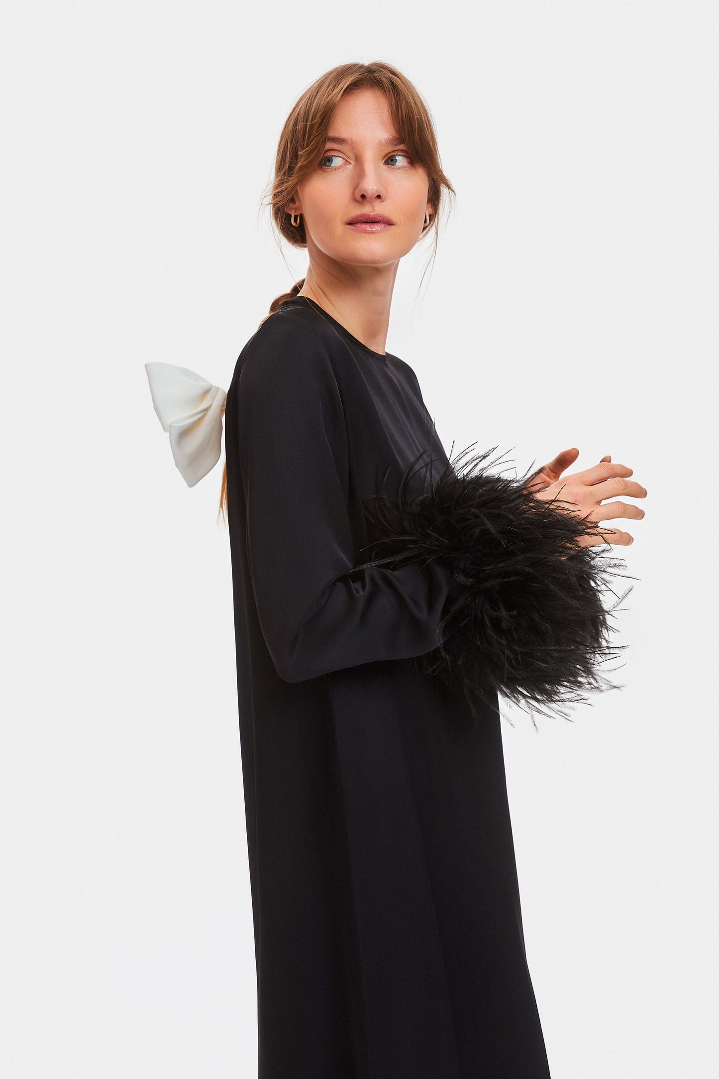 Suzi Maxi Dress with Detachable Feathers in Black