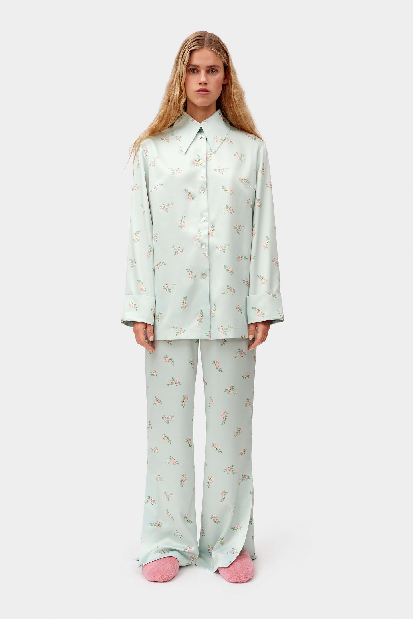 Blossom Printed Pants in Mint