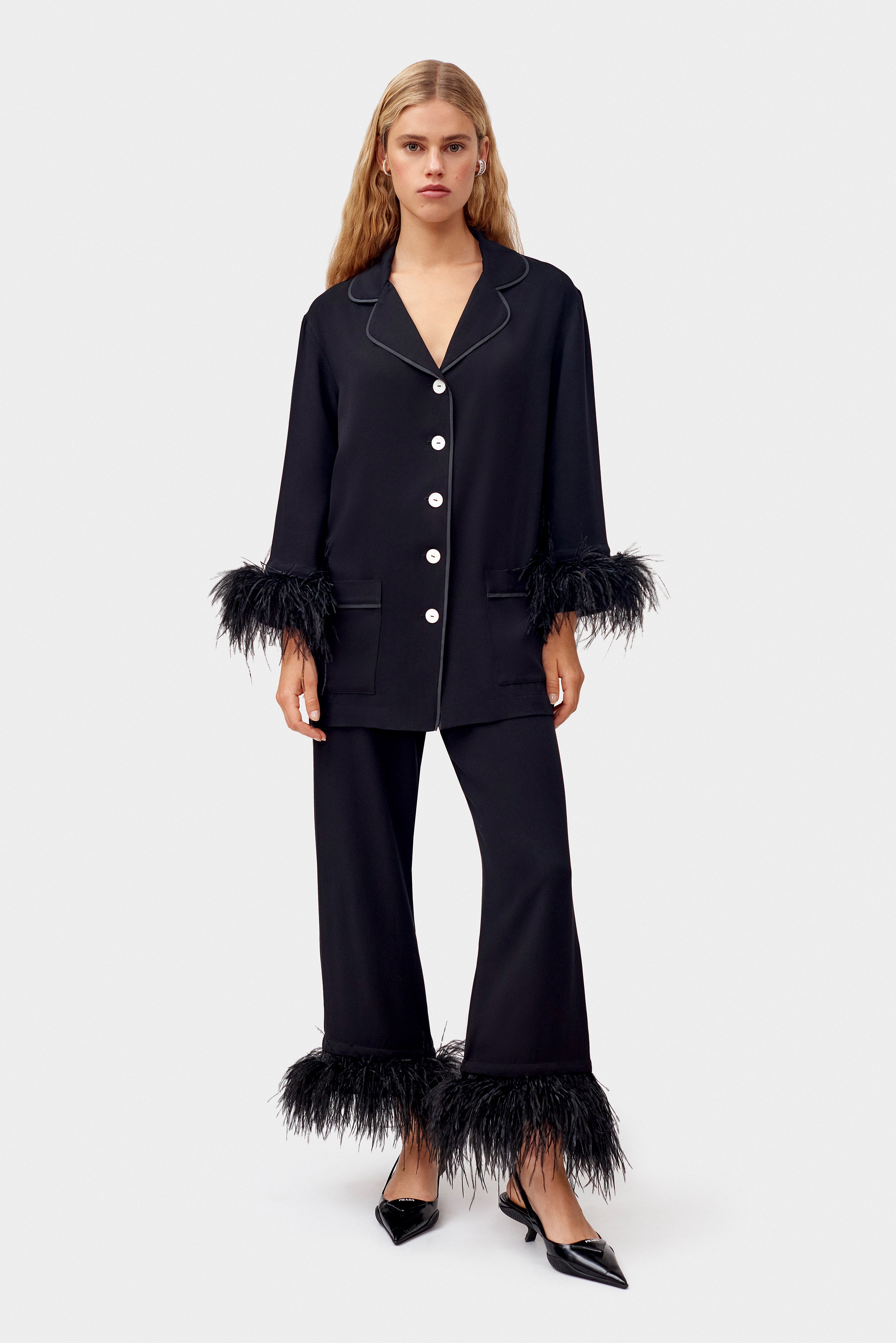 Feather pajamas Women s black pjs set The Daily Sleeper SLEEPER