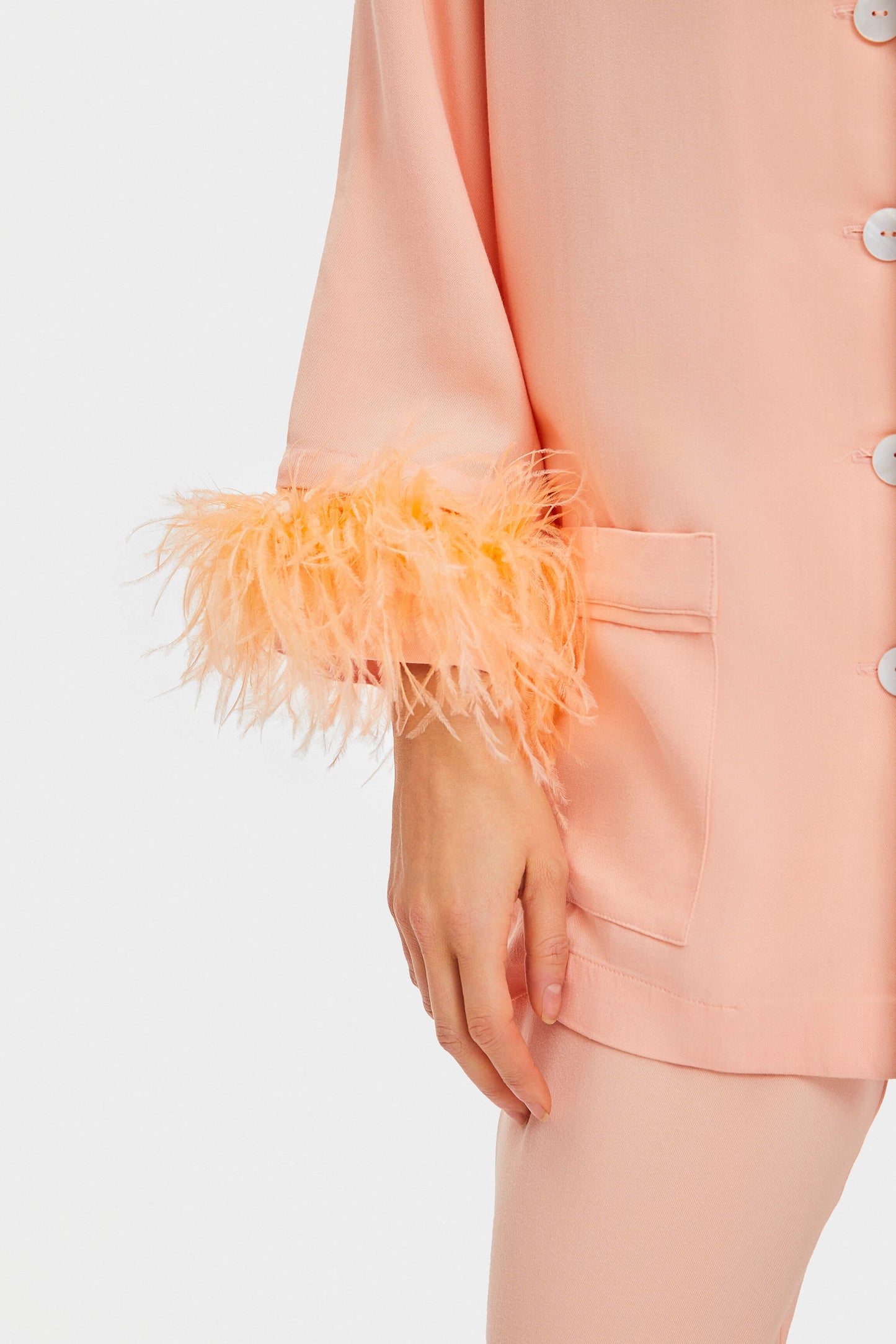 Party Pajama with Detachable Feathers in Light Peach