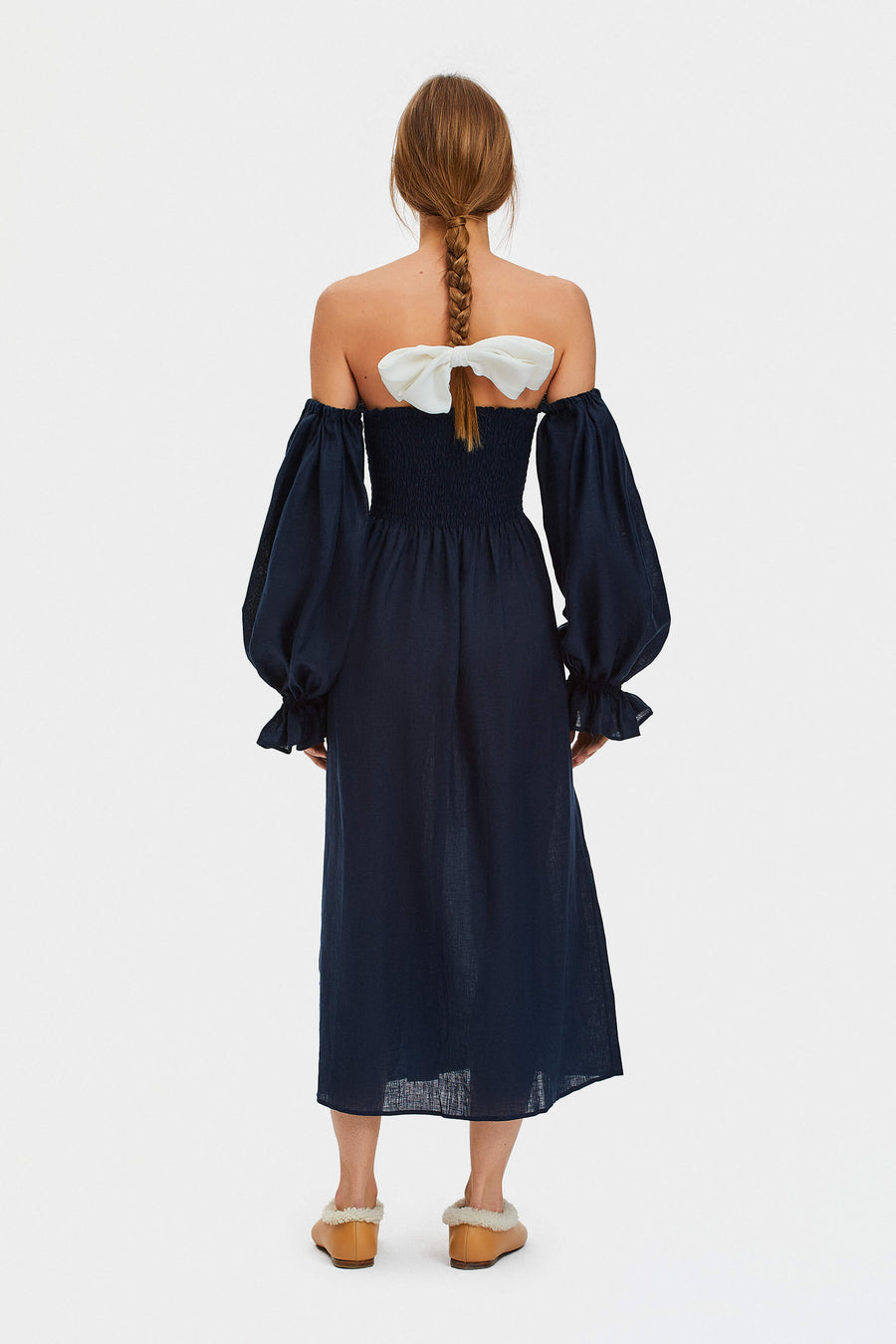 Atlanta Linen Dress in Navy