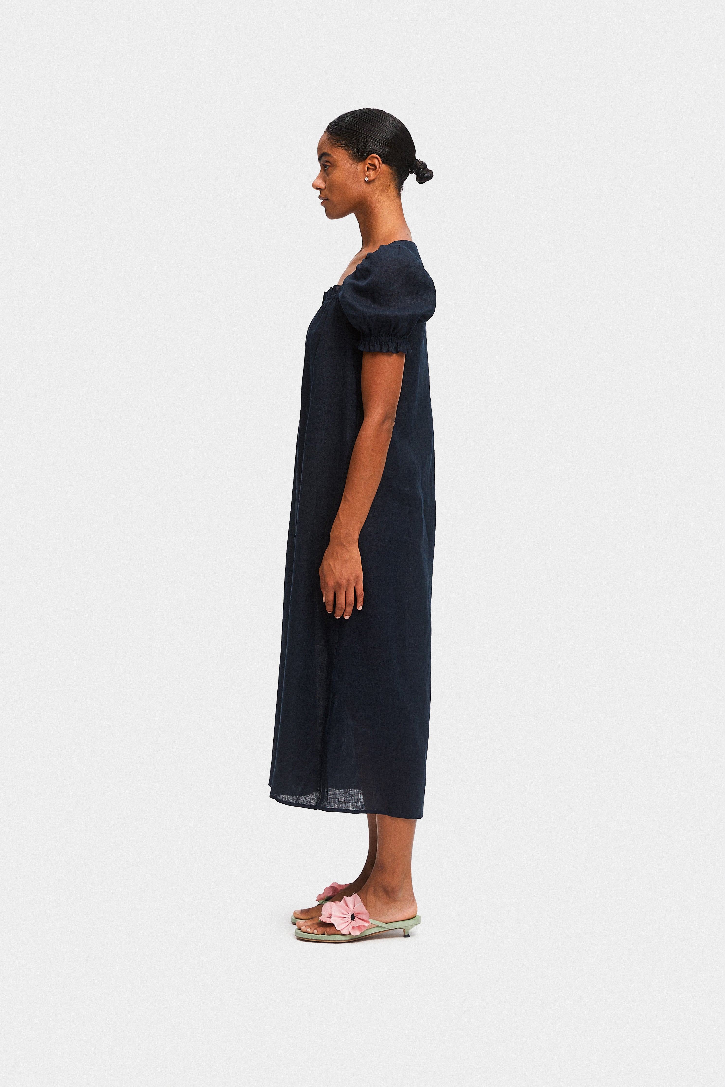 Navy linen dress | Linen maxi dress by Sleeper – SLEEPER