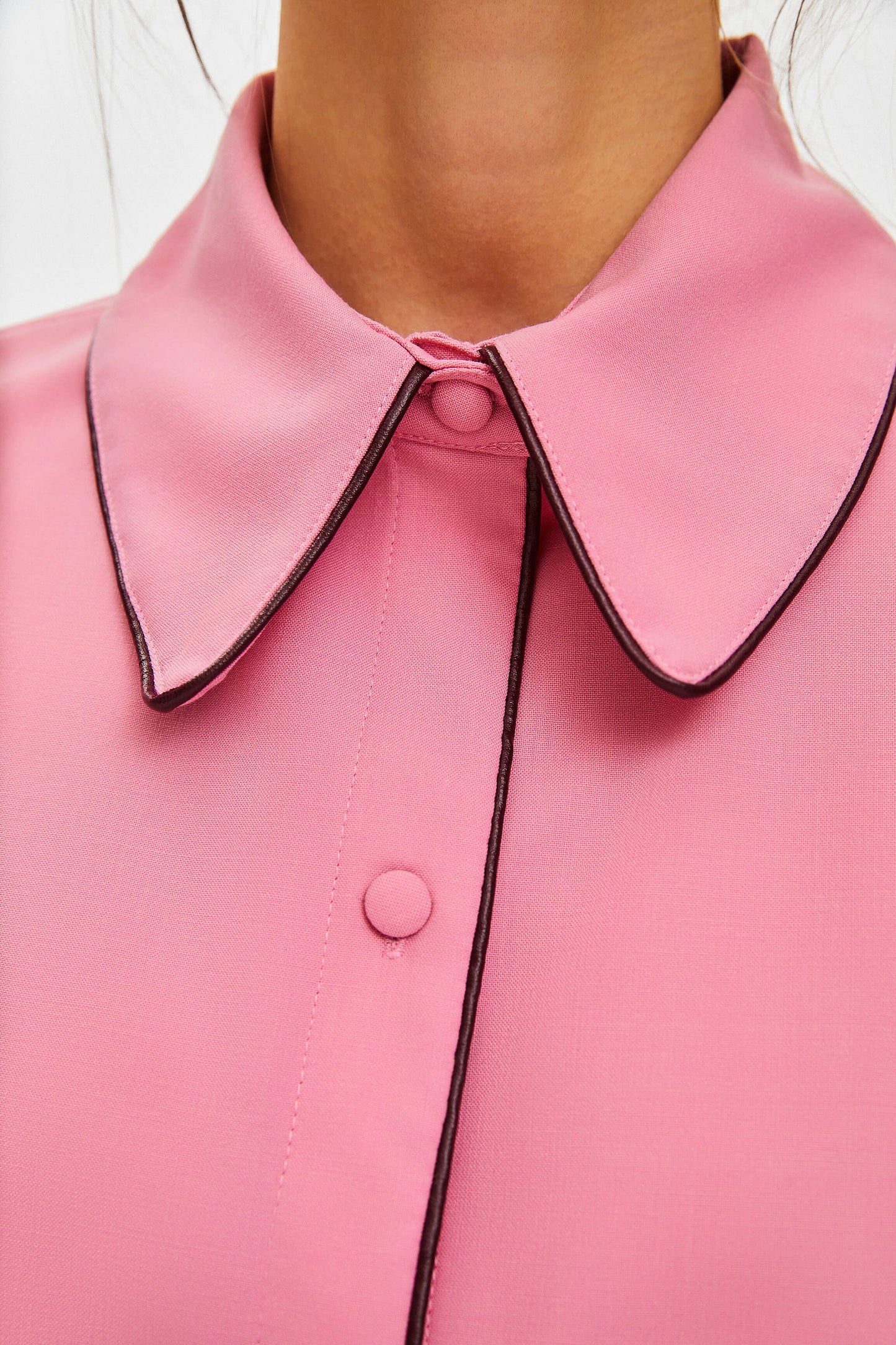 Off the Duty Shirt with Piping in Pink