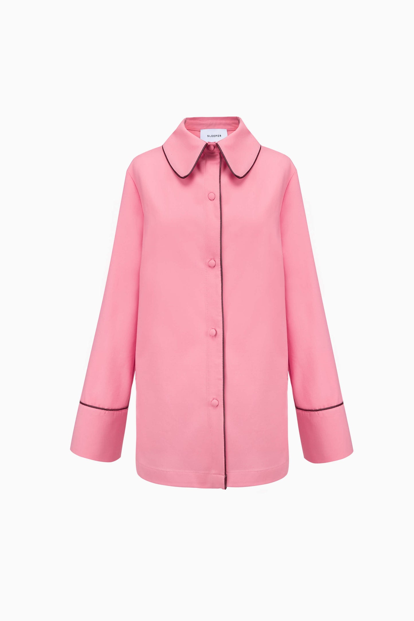 Off the Duty Shirt with Piping in Pink