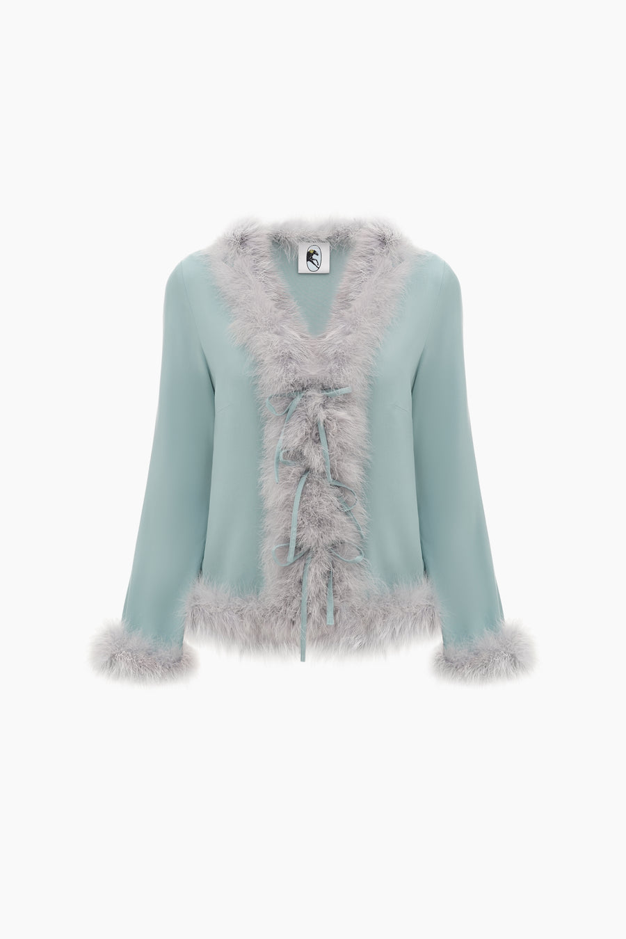 Venus in Love Blouse with Feathers in Dove Blue
