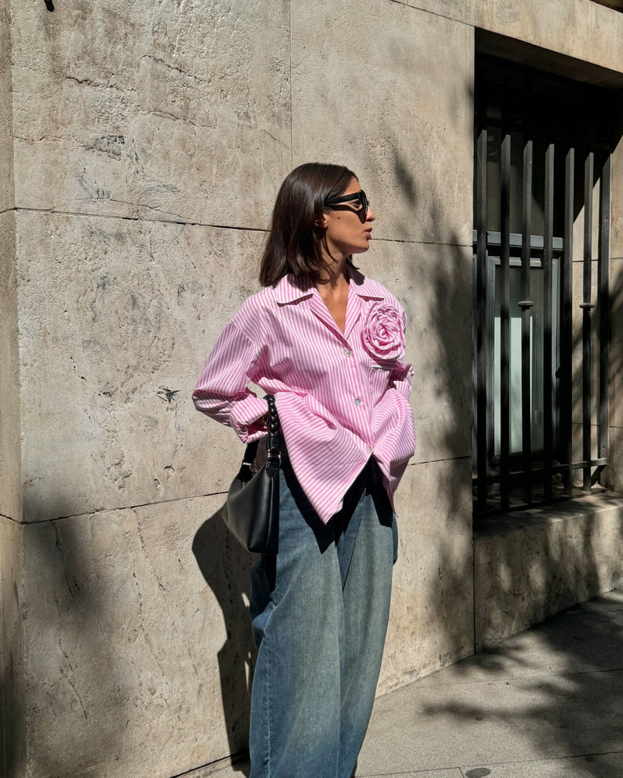 The Rose Cotton Pajama Set in Pink Stripes